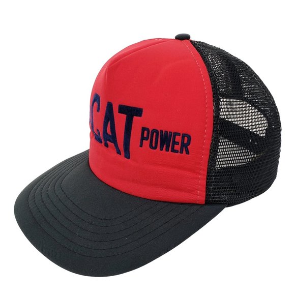 Caterpillar CAT Diesel Power Vintage Snapback Trucker Hat Ball Cap Red Mesh Foam - Picture 3 of 8